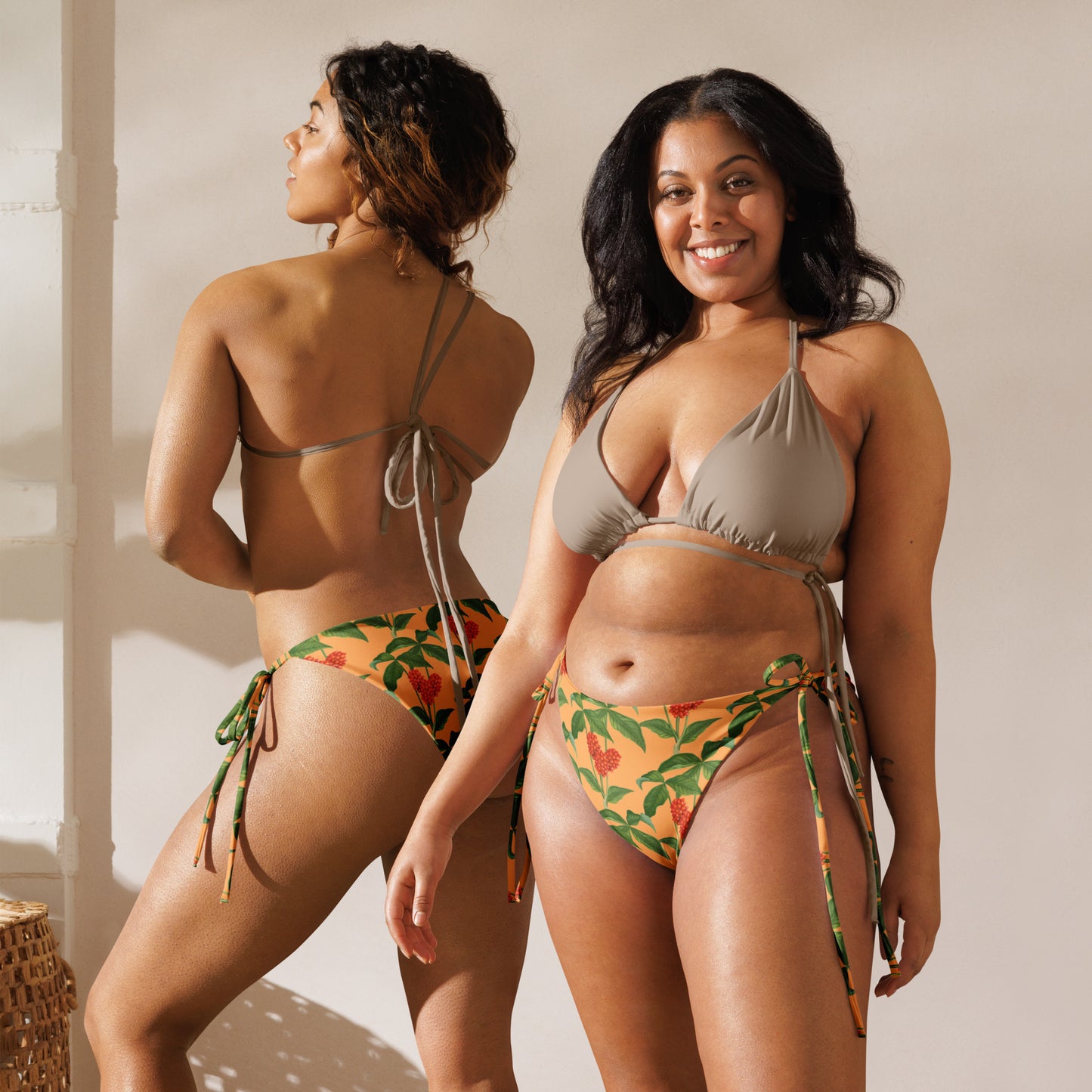 Eco-Friendly Printed String Bikini Bottom