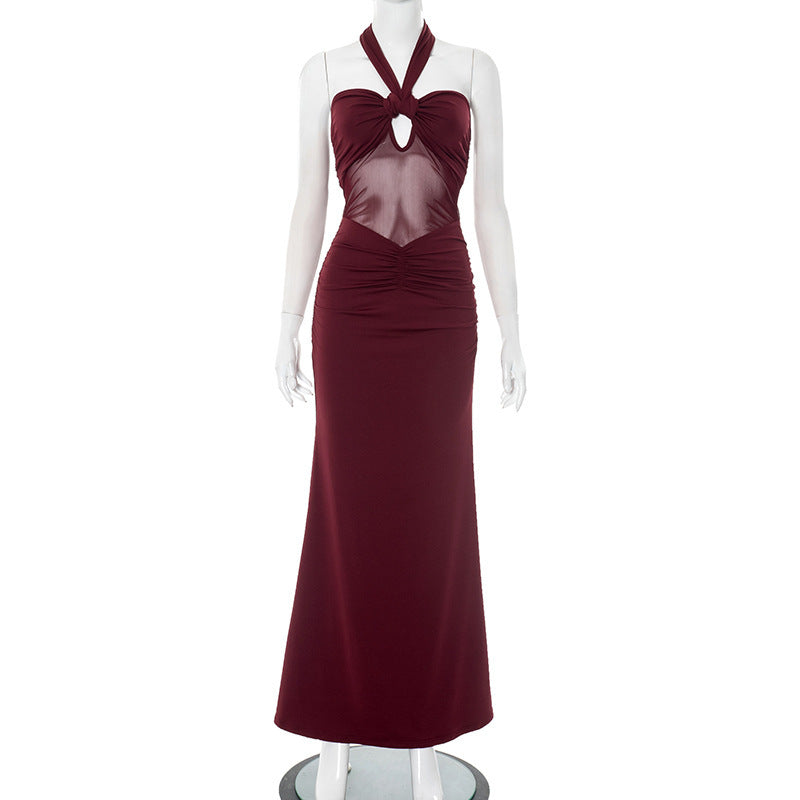 Halter Backless Tulle Evening Dress
