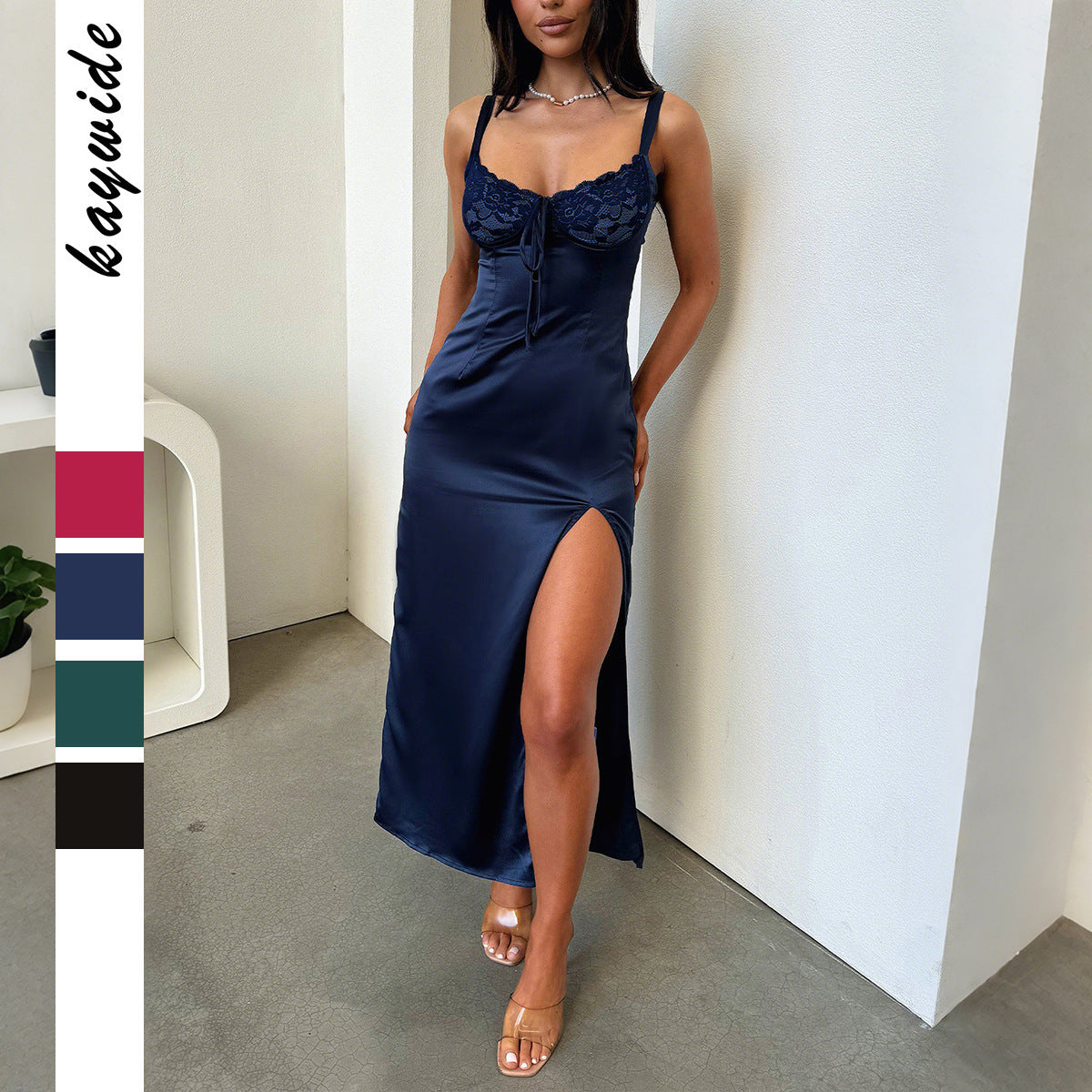 Elegant Lace Spaghetti Strap Maxi Dress