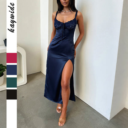 Elegant Lace Spaghetti Strap Maxi Dress