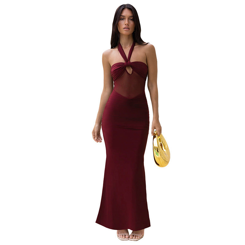 Halter Backless Tulle Evening Dress