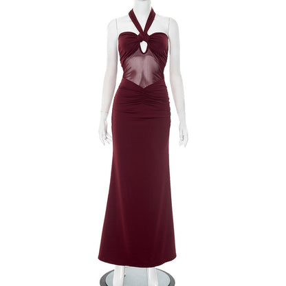 Halter Backless Tulle Evening Dress