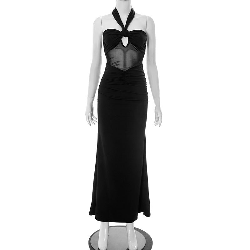 Halter Backless Tulle Evening Dress